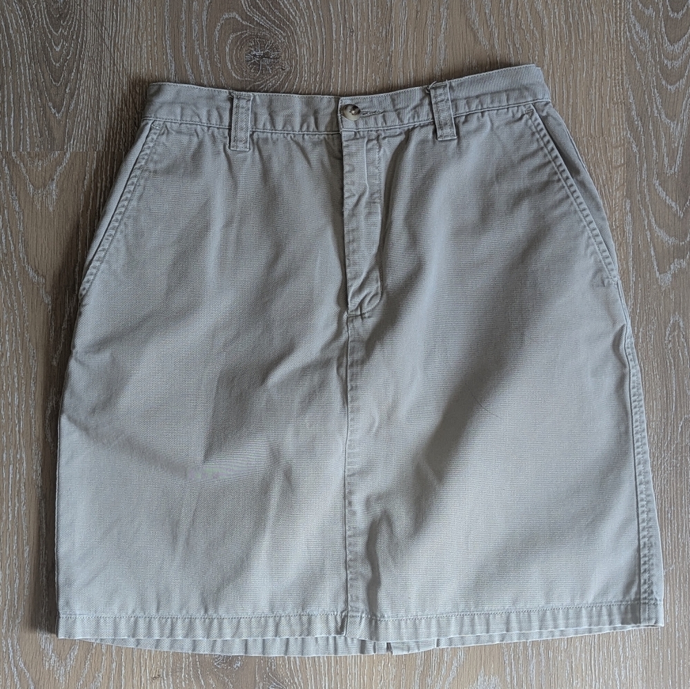 Eddie Bauer Light Khaki Chino Mini Skirt Preppy‎ Casual Chic